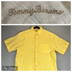 Tommy Bahama new without tags 100% Linen‎ Dress Shirt Men S yellow Short Sleeve